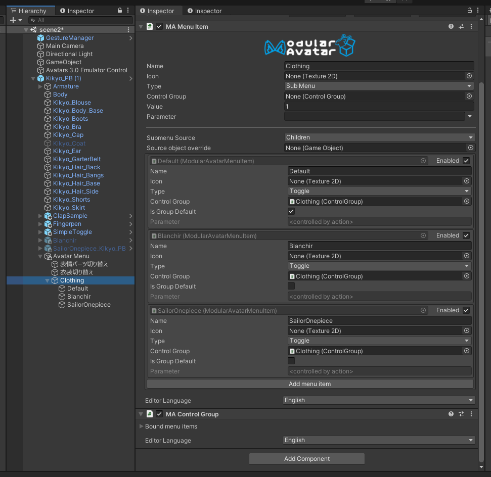 Sample control group object