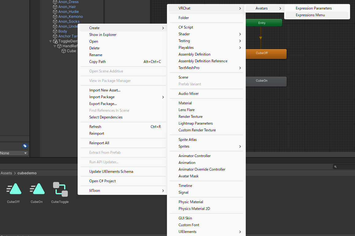 Creating an expressions menu asset