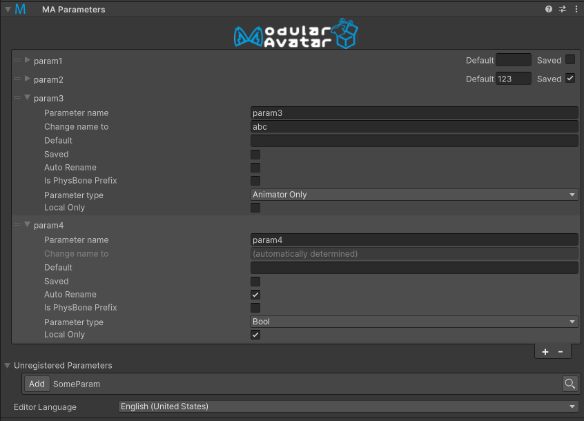 Parameters UI