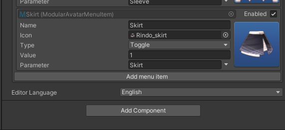 Add menu item button