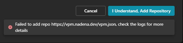 Failed to add Repo error